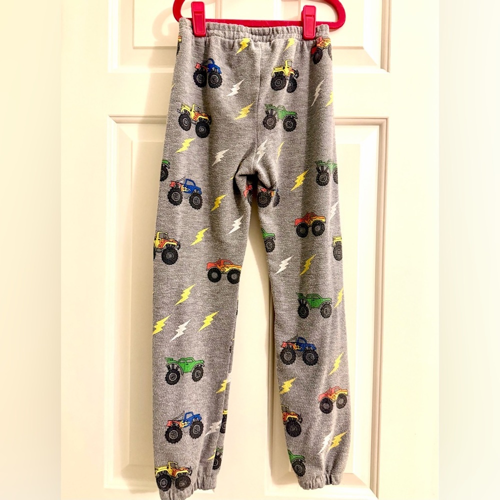 Chaser Kids Heather Gray Joggers with Colorful Monster Trucks and Lightning ⚡️⚡️ - Picture 4 of 7